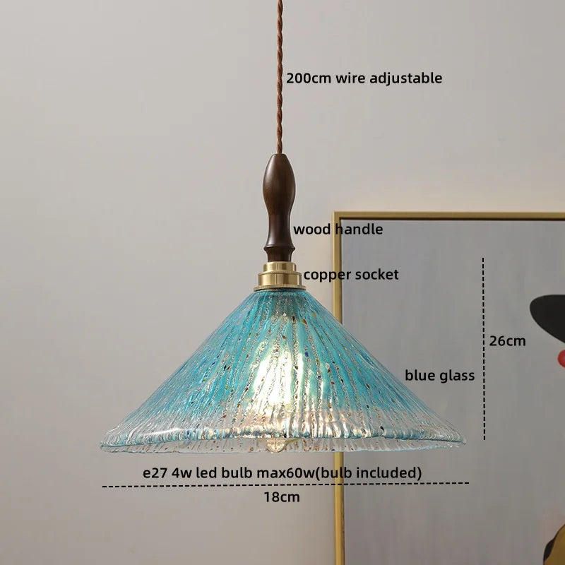 Amber Glass Pendant Lamps Copper Modern Hanging Lights for Living Dining Bedroom