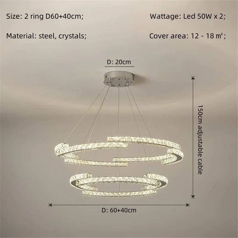 Crystal LED Chandelier Pendant Light Modern Luxury Foyer Ceiling Lamp