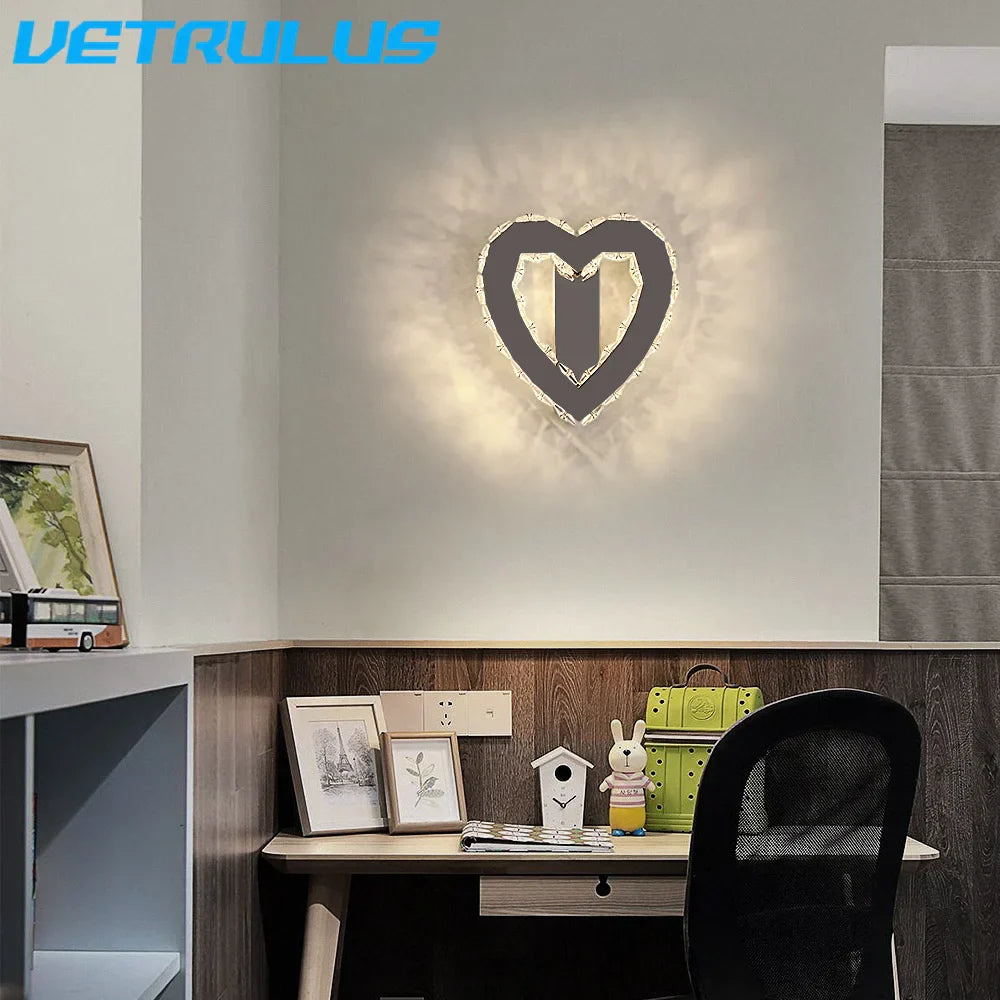 Crystal LED Wall Lamp Modern Cloakroom Bedside Luster for Luxurious Living Spaces
