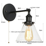 Loft LED Wall Lamp Vintage Pull Chain Switch Iron Bathroom Light