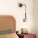 Modern Copper LED Wall Light with Pull Chain Switch & Yellow Travertine Stone