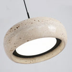 LED Pendant Lamp Black Iron Wabi Sabi Hanging Light - Yellow Travertine
