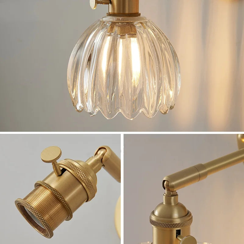 Afralia™ Amber Glass Vintage Style LED Wall Light with Pull Chain Switch