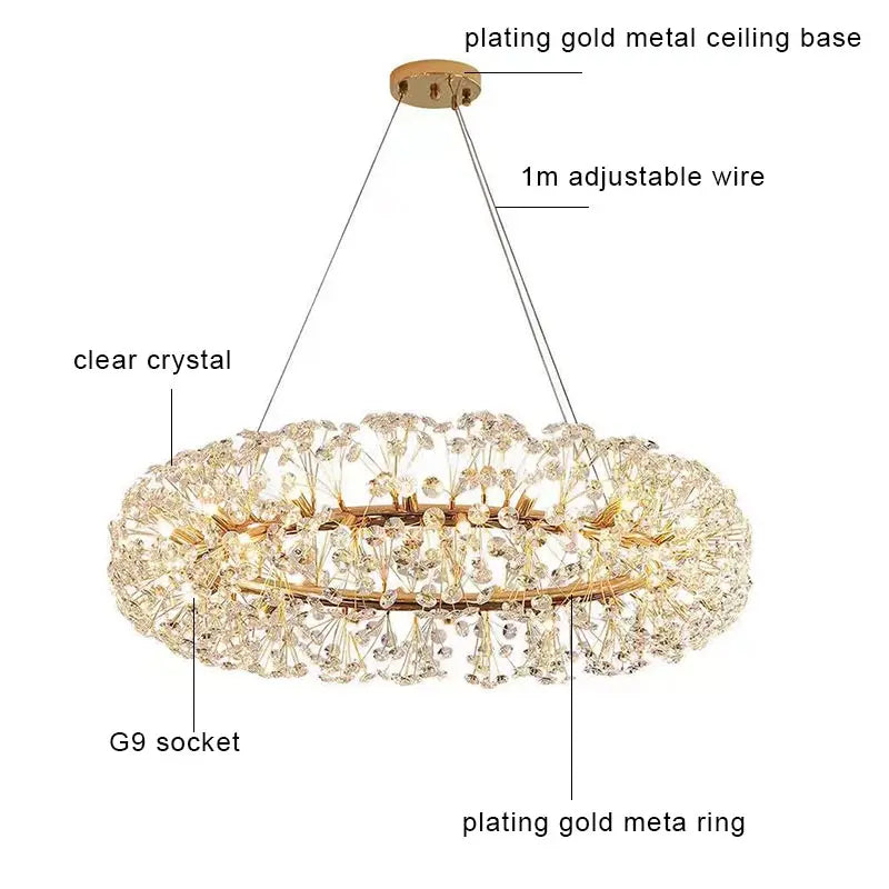 Crystal LED Ceiling Pendant Chandelier for Home Decoration and Lighting