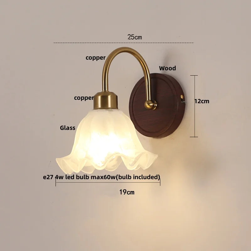 Glass LED Wall Sconce with Pull Chain Switch for Hallway, Bedroom, and Foyer