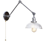 Vintage Loft LED Wall Lights Pull Chain Switch Chrome Clear Glass Fixtures