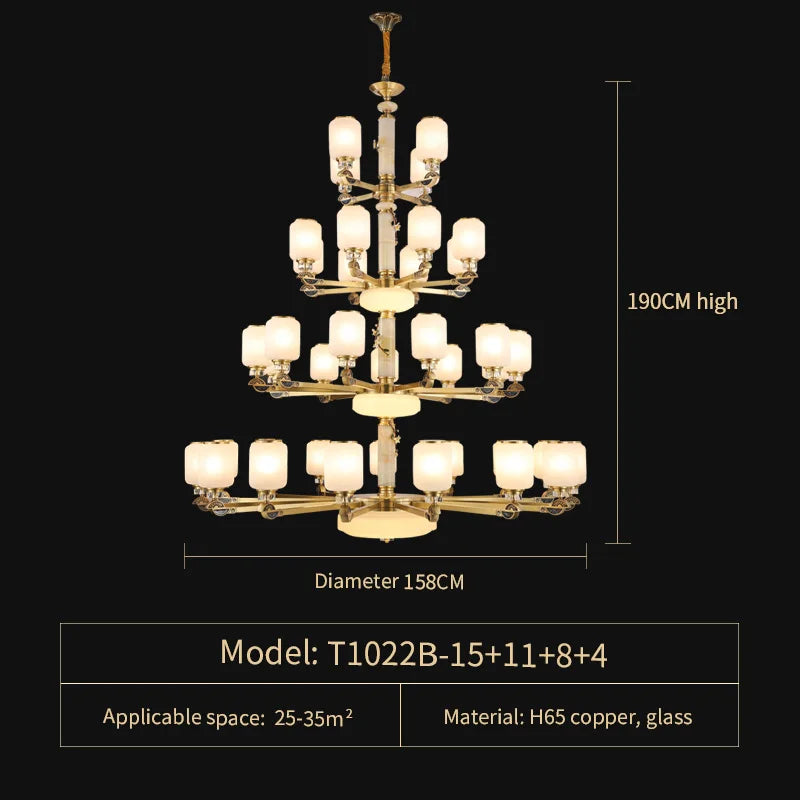 Luxe Jade Chandelier for Living Room, Villa, and Duplex Hall