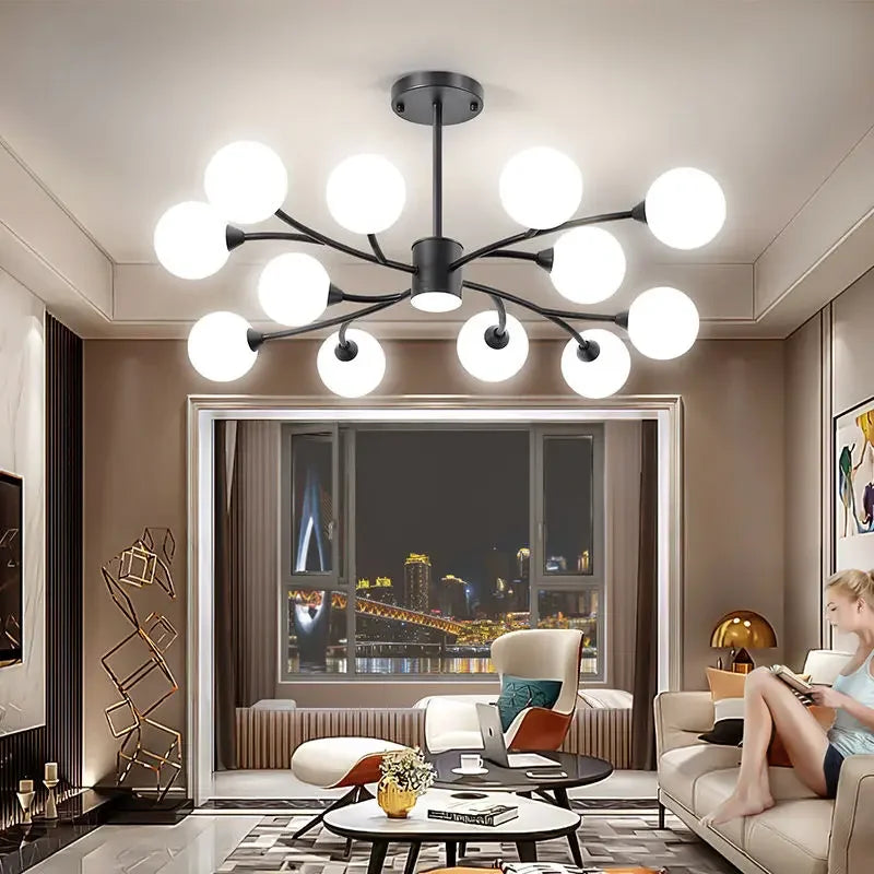 Nordic Glass Ball LED Ceiling Chandelier for Home Decor Fixture