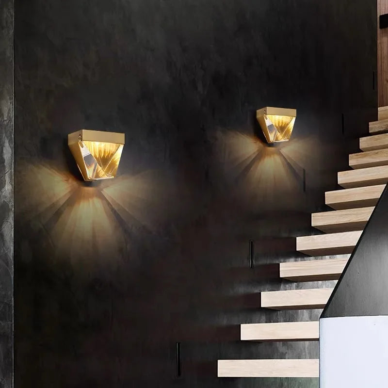Crystal LED Wall Sconce: Elegant Chrome/Gold Bedside Lamp for Home/Hotel Interiors