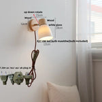Iron Wood LED Wall Light Rotate Bedside Lamp Afralia™