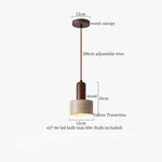 Wood Stone LED Pendant Light Yellow Travertine Modern Luminaria