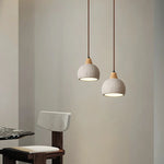 Micro Cement Wood LED Pendant Lamps for House Kitchen Living Room Decor