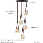 Glass Pendant Chandelier: Modern Leather Belt Luxury LED Lighting for Home Decor