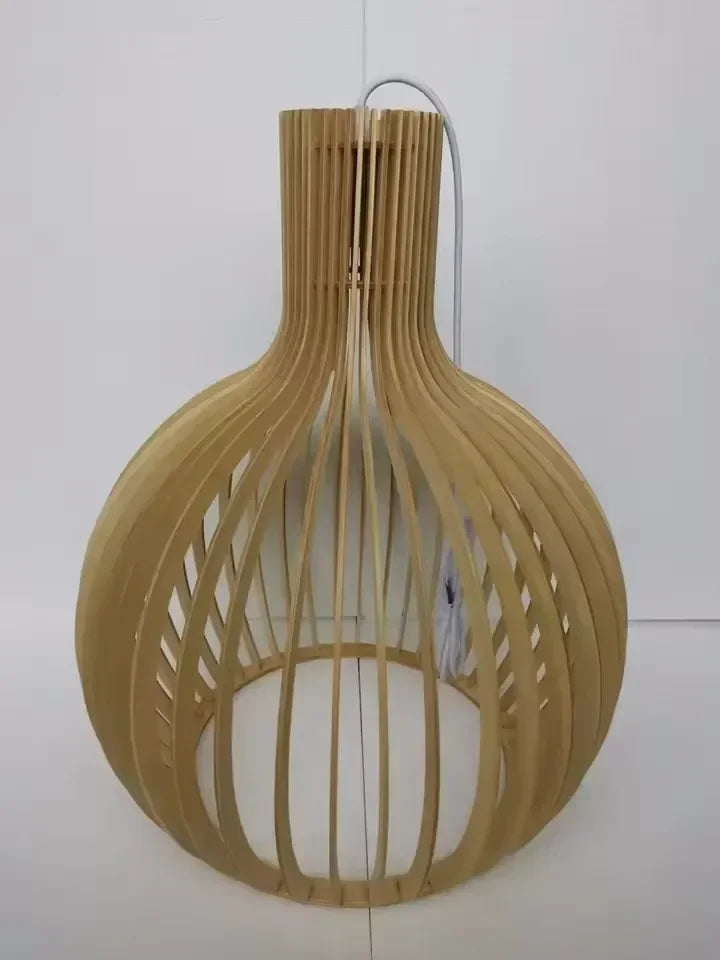 Wooden Bird Cage Pendant Lamp - Nordic Ceiling Hanging Light for Dining Room