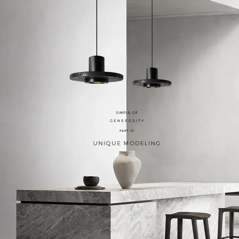 Modern Minimalist Black Hole Stone Bedroom Pendant Chandelier