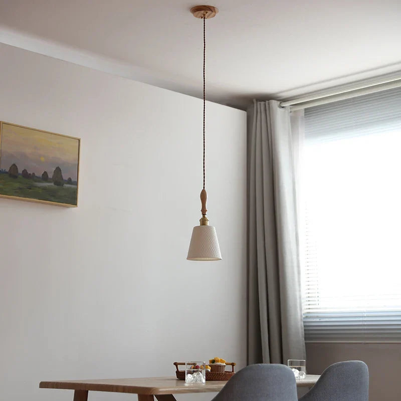 Wood Ash LED Pendant Light - Adjustable Nordic Modern Hanging Lamp