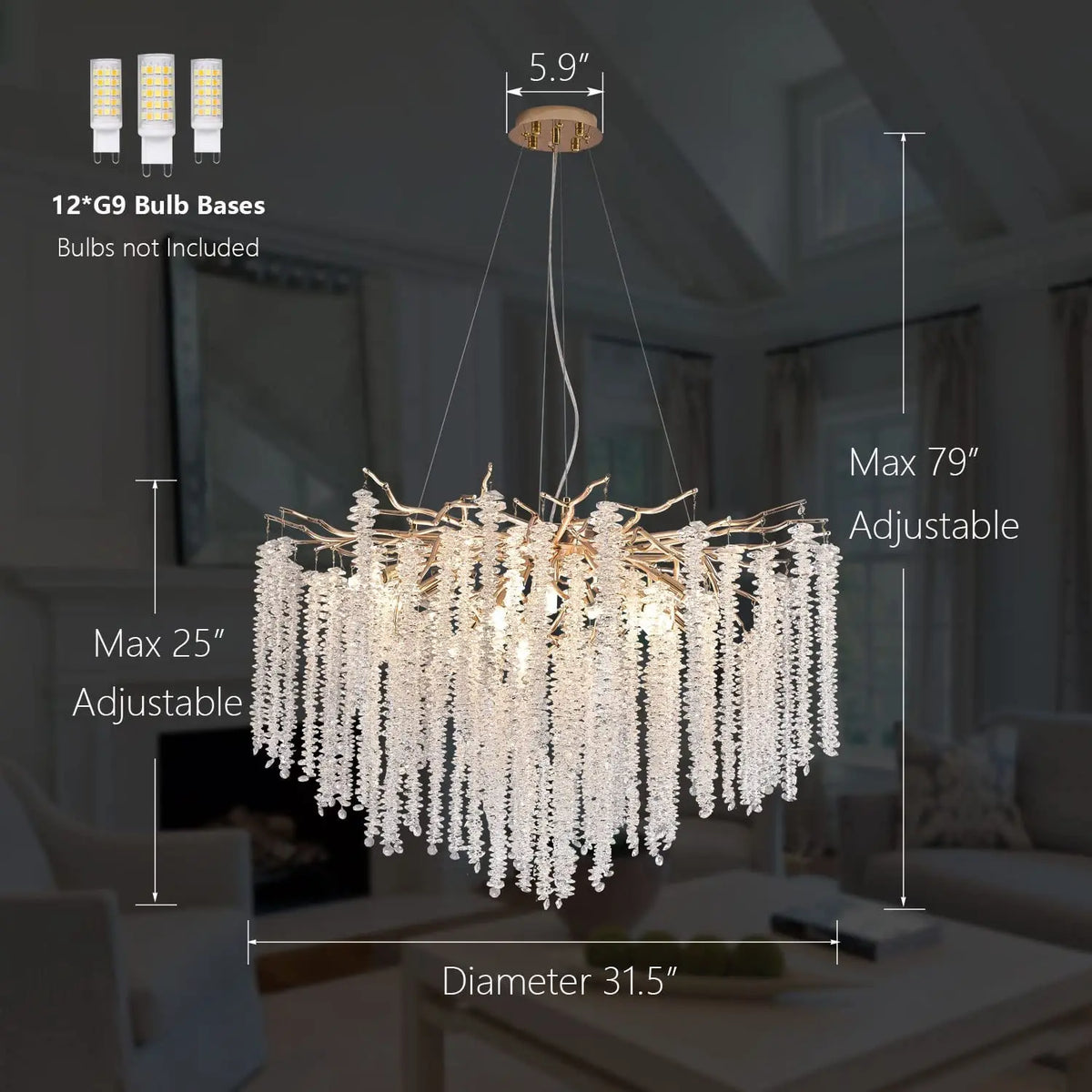 Crystal Tassel Chandelier: Elegant Dining Room Pendant Light Fixtures