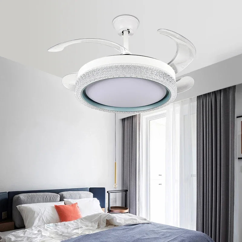 LED Ceiling Fan Light Remote Control, Small Decorative Fan for Home, Bedroom, Dining Room