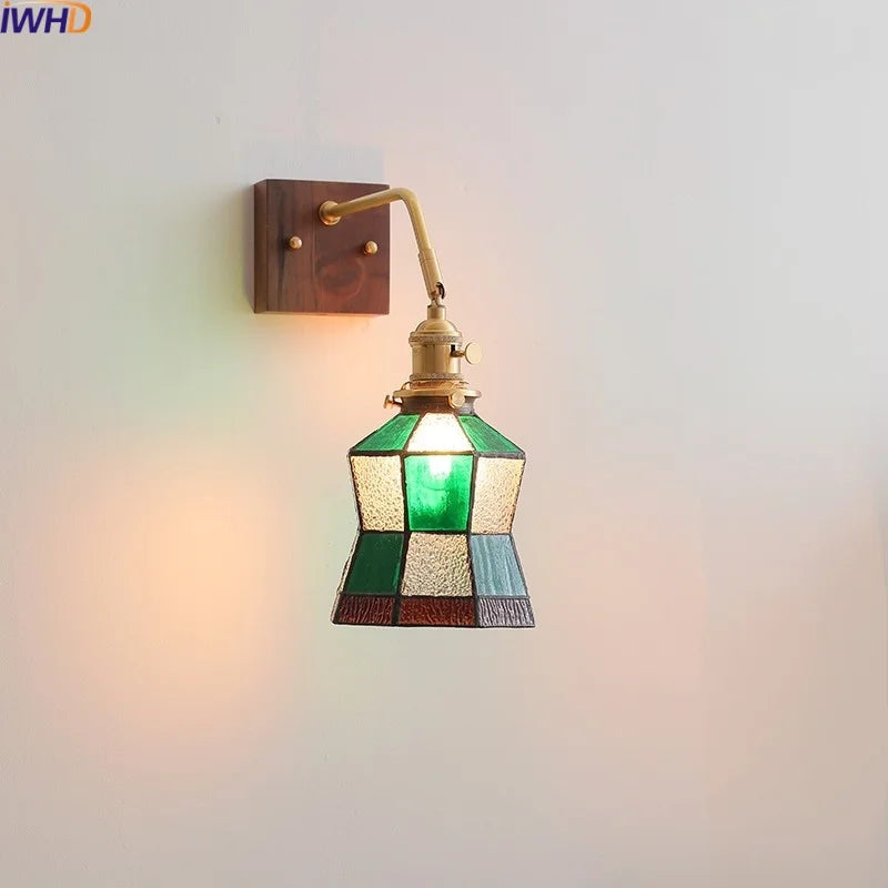 Glass Walnut LED Wall Light - Modern Bedroom Living Room Home Decor