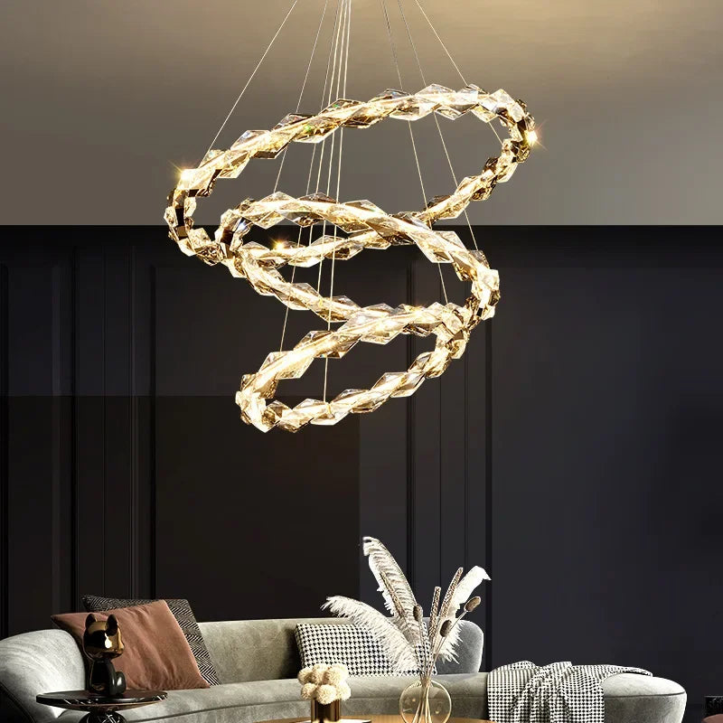 Crystal Chandelier Pendant Light - Dimmable Modern Luxury LED Chrome Luminaria