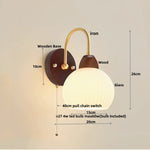 Wood Canopy LED Wall Light with Pull Chain Switch for Bar, Bedroom & Restaurant