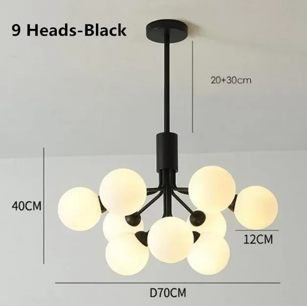 Nordic Magic Glass Ball Chandelier: Luxury Pendant Light for Living Room, Bedroom, Kitchen