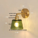 Afralia™ Green Glass LED Wall Lights Pull Chain Switch Vintage Style Bedside Lamp