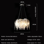 Modern E14 Pendant Lights by Afralia™: Tassel Design, Aluminium Construction, Chrome & Gold Finish