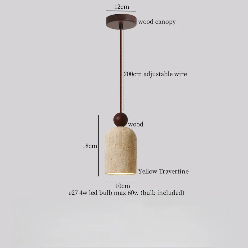 Yellow Travertine LED Pendant Lamps - Wabi Sabi Home Decor & Lighting