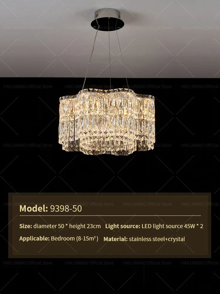 Crystal Luxe Chandelier for Modern Living Room, High-End Restaurant Light