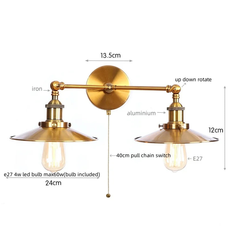 Afralia™ Dual Head LED Wall Light Pink Industrial Bedside Lamp