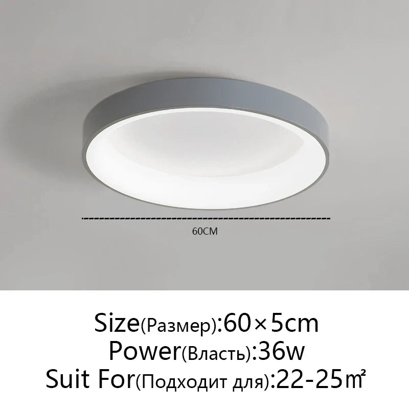 LED Ceiling Lights: White Grey Modern Design, Dimmable for Living Room Bedroom Dining