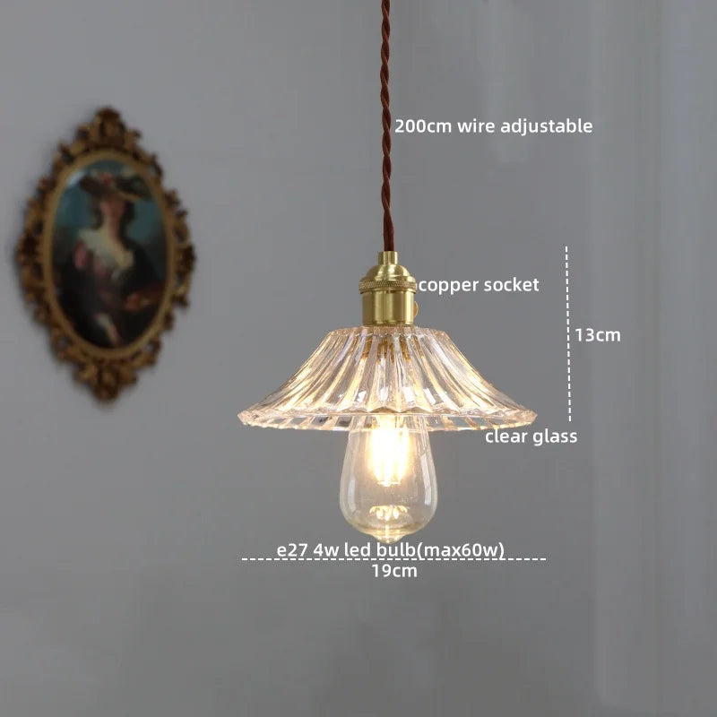 Copper Glass LED Pendant Light for Modern Home Decor - Hanging Lamp