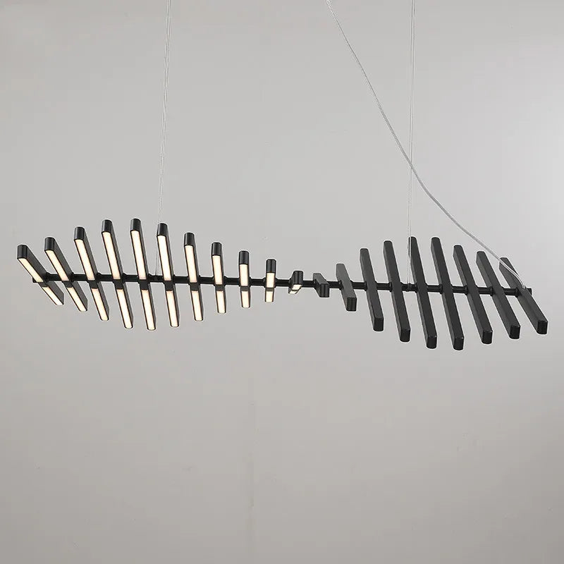 Modern Luxury LED Chandelier Adjustable Pendant Light Black/White Metal