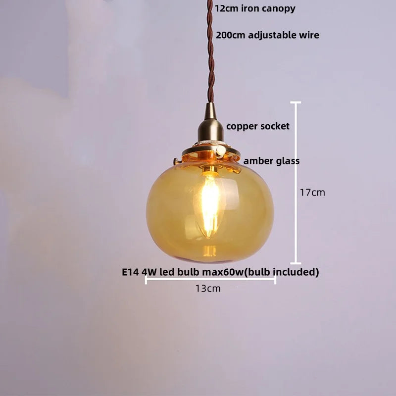 White Glass LED Pendant Lamp Nordic Modern Copper Socket Hanging Lights