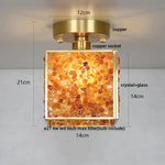 Crystal Glass LED Ceiling Light Copper Canopy Nordic Modern Design