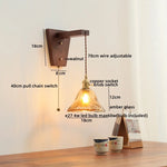 Walnut Glass LED Wall Light Fixture | Modern Bedroom Bathroom Living Room Lamp