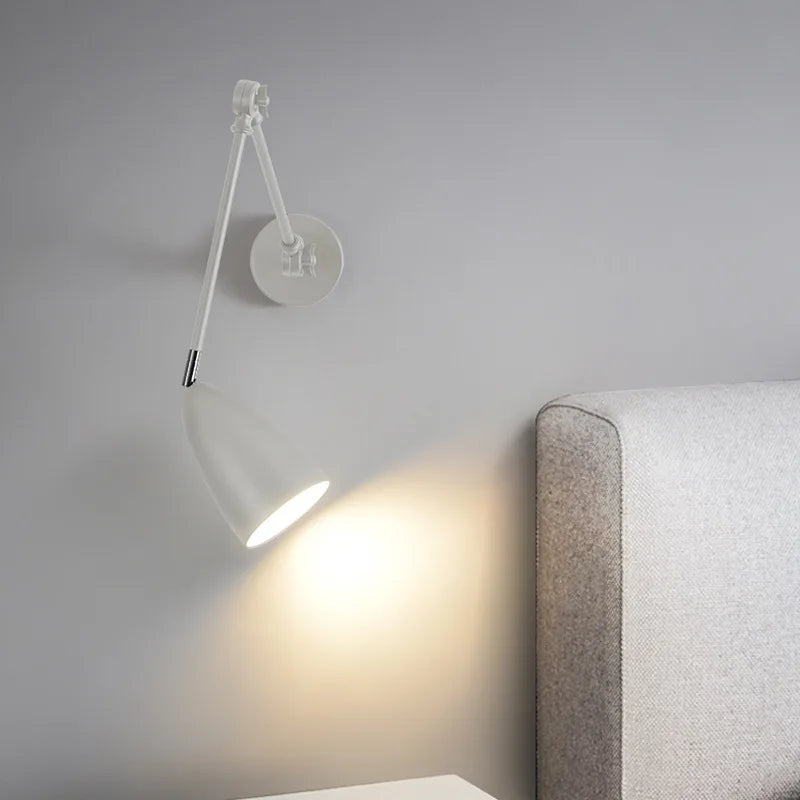 Afralia™ Swing Long Arm Iron Art LED Wall Light - Nordic Minimalism Bedroom Living Room Lampara Pared