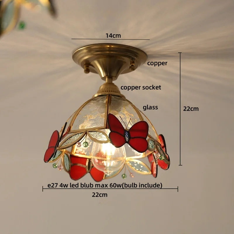Tiffany Glass LED Ceiling Light - Modern Nordic Style Flush Mount Lamp