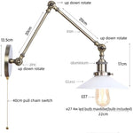 Vintage Industrial LED Wall Light with Clear Glass Shade & Adjustable Long Arm