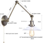 Vintage Industrial LED Wall Light with Clear Glass Shade & Adjustable Long Arm