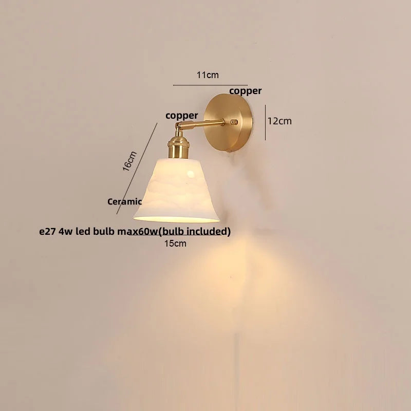 Copper LED Wall Light Fixture with Pull Chain Switch for Modern Living Spaces