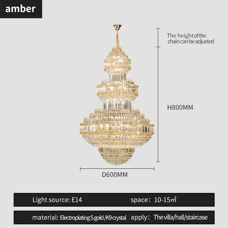Crystal Villa Chandelier Pendant - Modern European Style Luxury Hotel Lobby Light