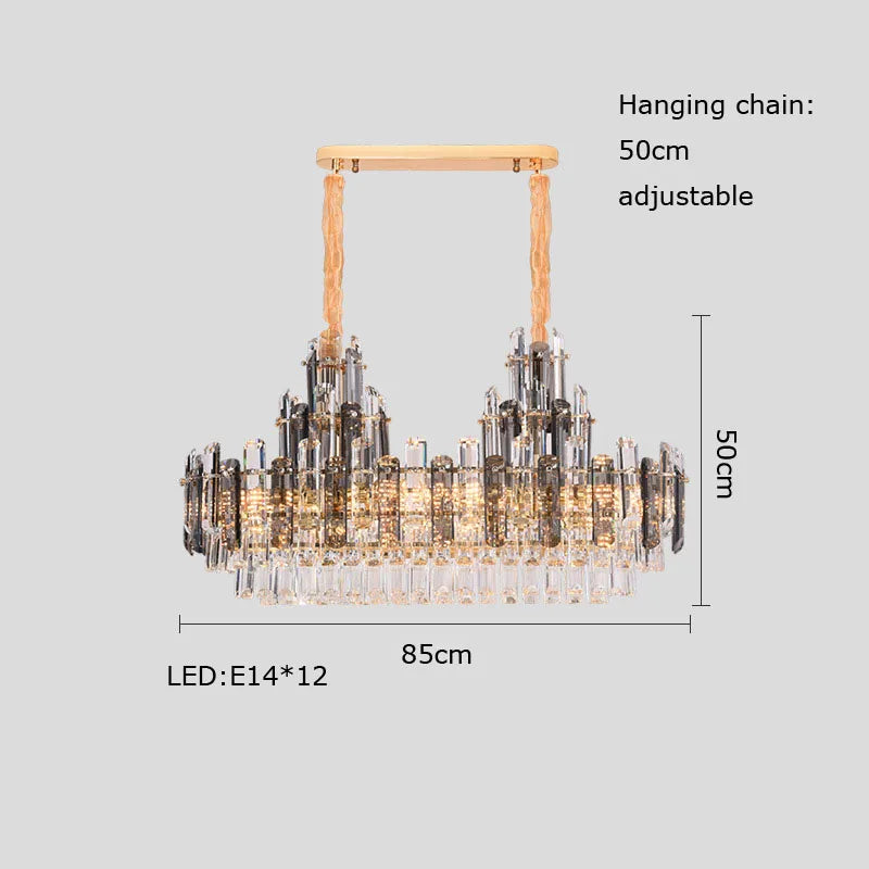 Oval Crystal Chandelier Lighting for Dinning Room