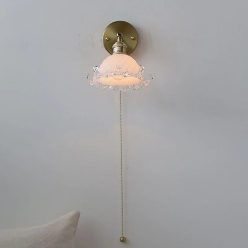 White Glass Copper Wall Sconce LED Stair Light Fixture - Modern Nordic Design