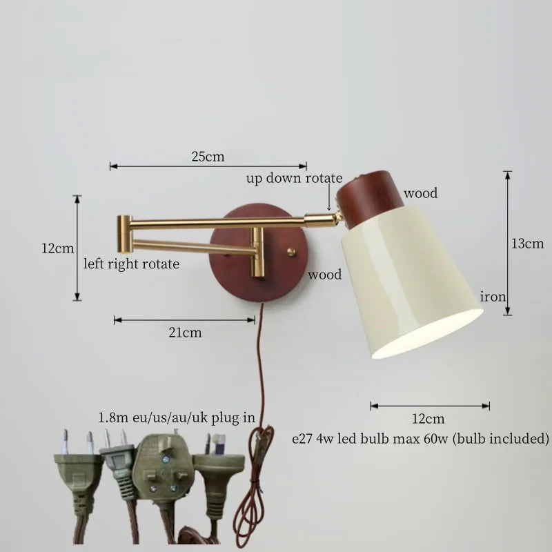 White Pumpkin LED Wall Light Fixture Swing Arm Nordic Modern Wandlamp