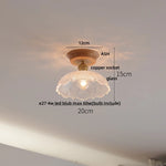 White Ceramic LED Ceiling Lamp Wood Ash Nordic Modern Copper Light