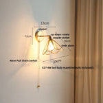 Copper LED Wall Lights with Glass Shade & Pull Chain Switch