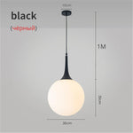 Glass Ball LED Pendant Lights for Modern Living Room, Black/White Horn Fixtures