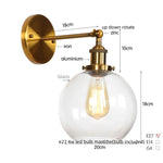Afralia™ Glass Globe LED Wall Light Fixture Single Arm Bedside Lamp Vintage Industrial Style